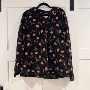 O'Neill Black‎ Floral Fleece Hooded Quarter Zip